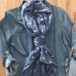 Blue dog print scarf